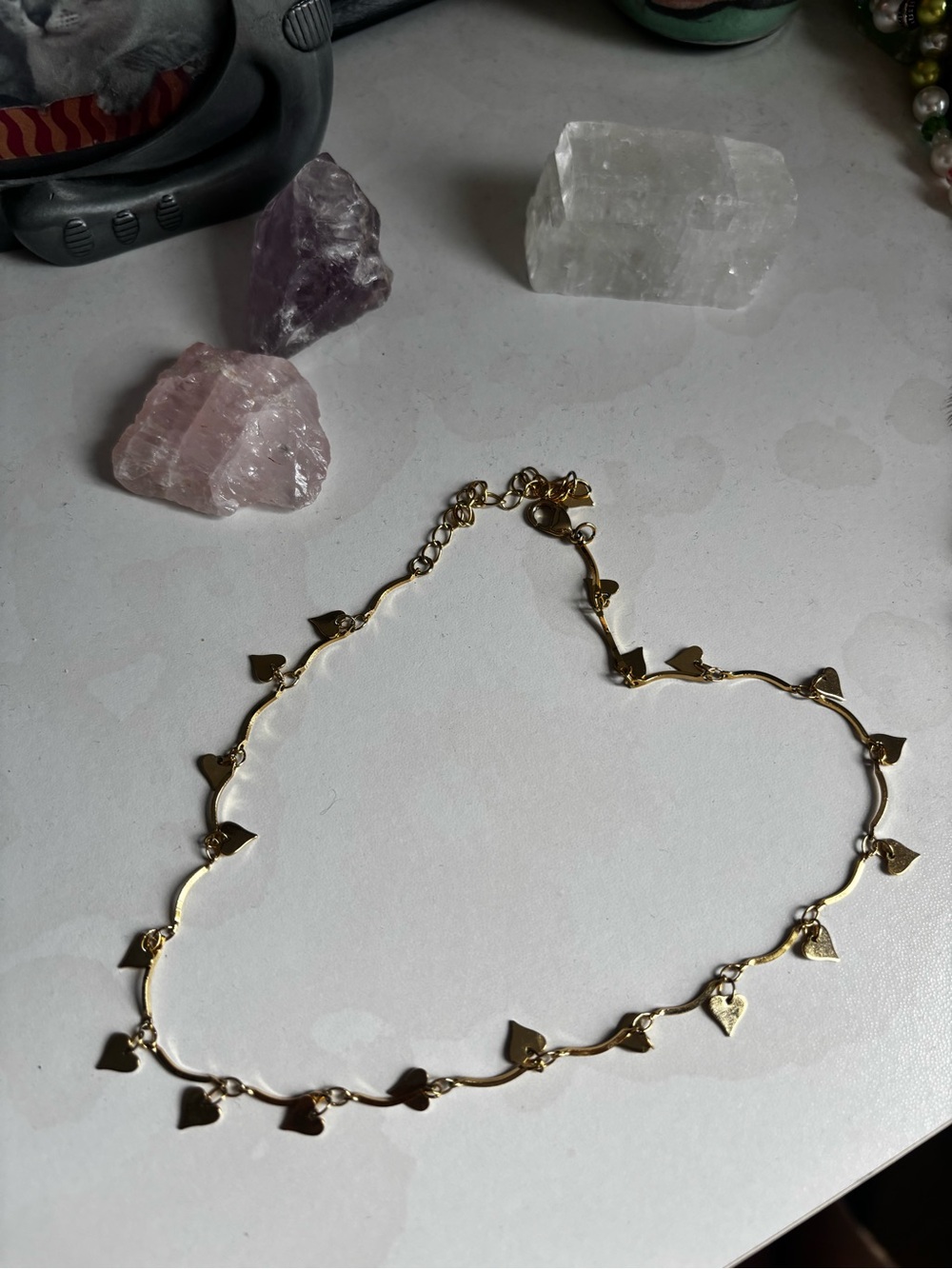 Gold Heart Link Choker Necklace - Women Jewelry